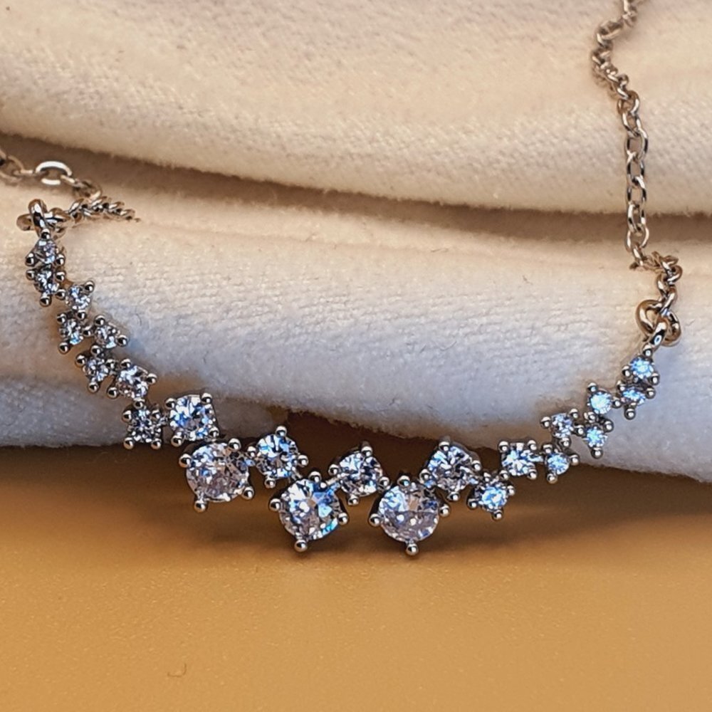 💎Stainless Steel Crystal New Design Simple Choker Necklace for Women, INDN8637 - Picture 4 of 5